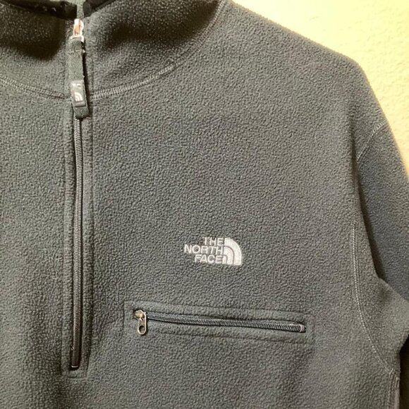 The North Face Men's Black 1/4 Zip Fleece Pullover Logo Sweatshirt Size Large - Picture 3 of 6